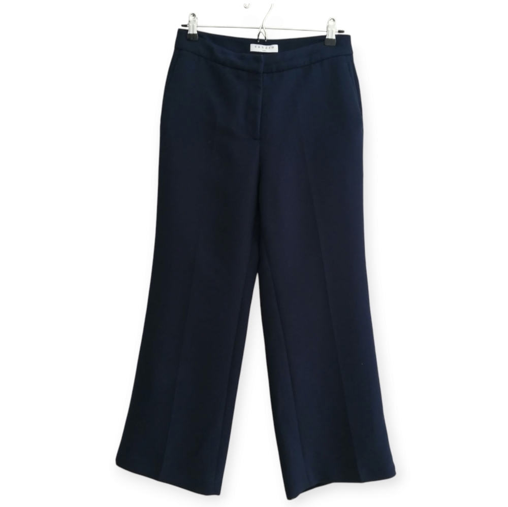 Sandro Navy Wide Leg Ankle Trouser Dress Pants Size 38 or Medium